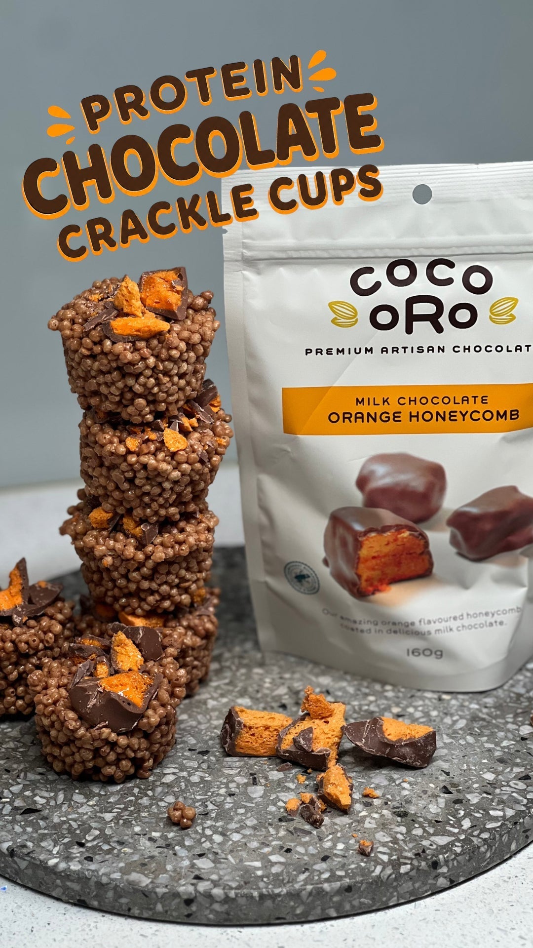 Protein Chocolate Honeycomb Crackle Cups | The Confectionery House