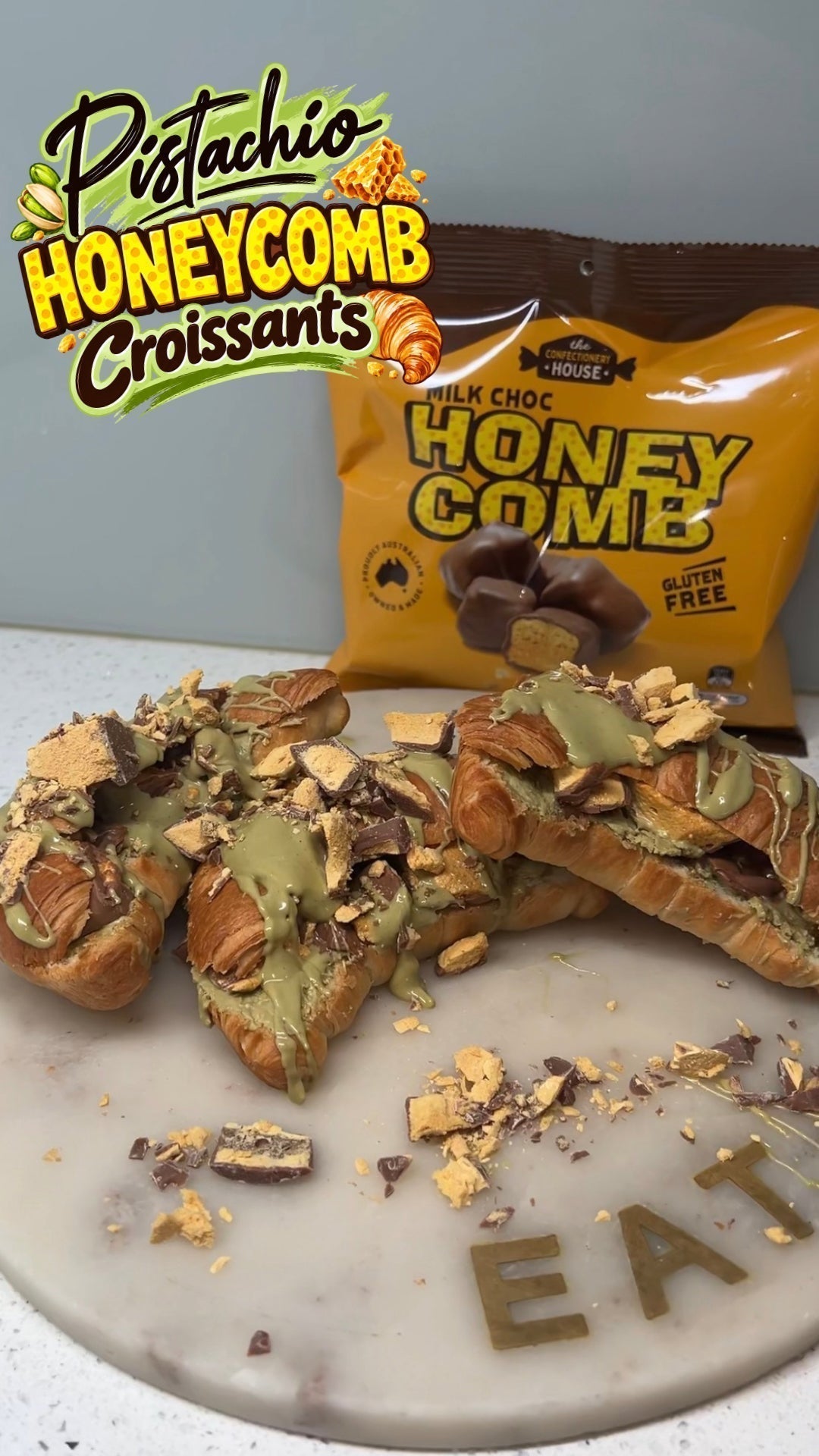 Pistachio Honeycomb Croissants Recipe