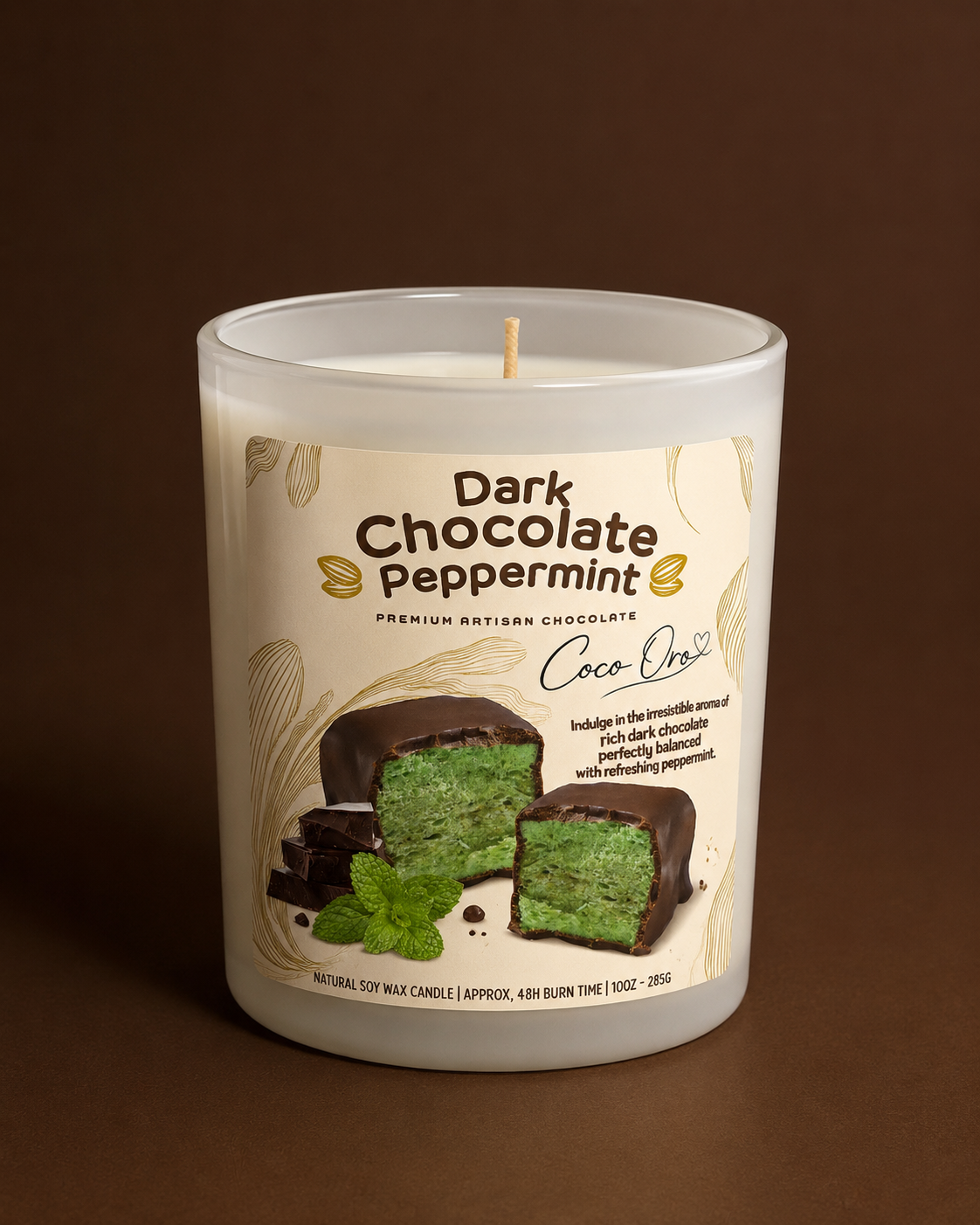 Coco Oro | Dark Chocolate Peppermint Signature Candle 