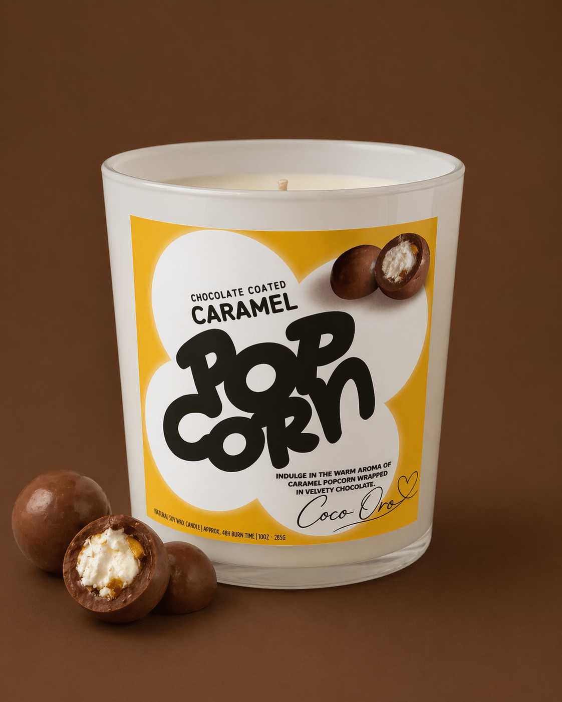 Coco Oro | Chocolate Coated Caramel Popcorn Signature Candle