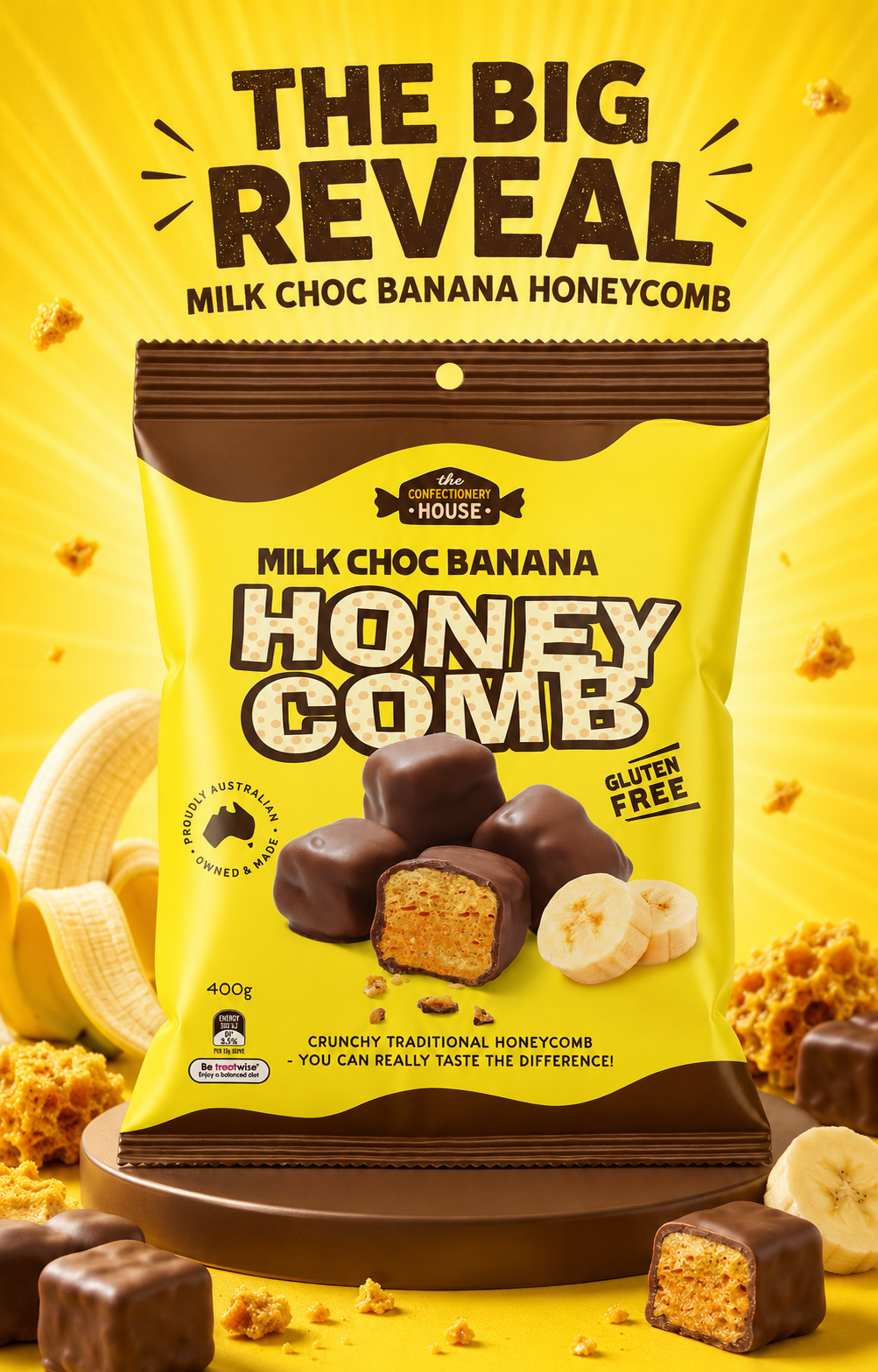 Milk Choc Banana Honeycomb
