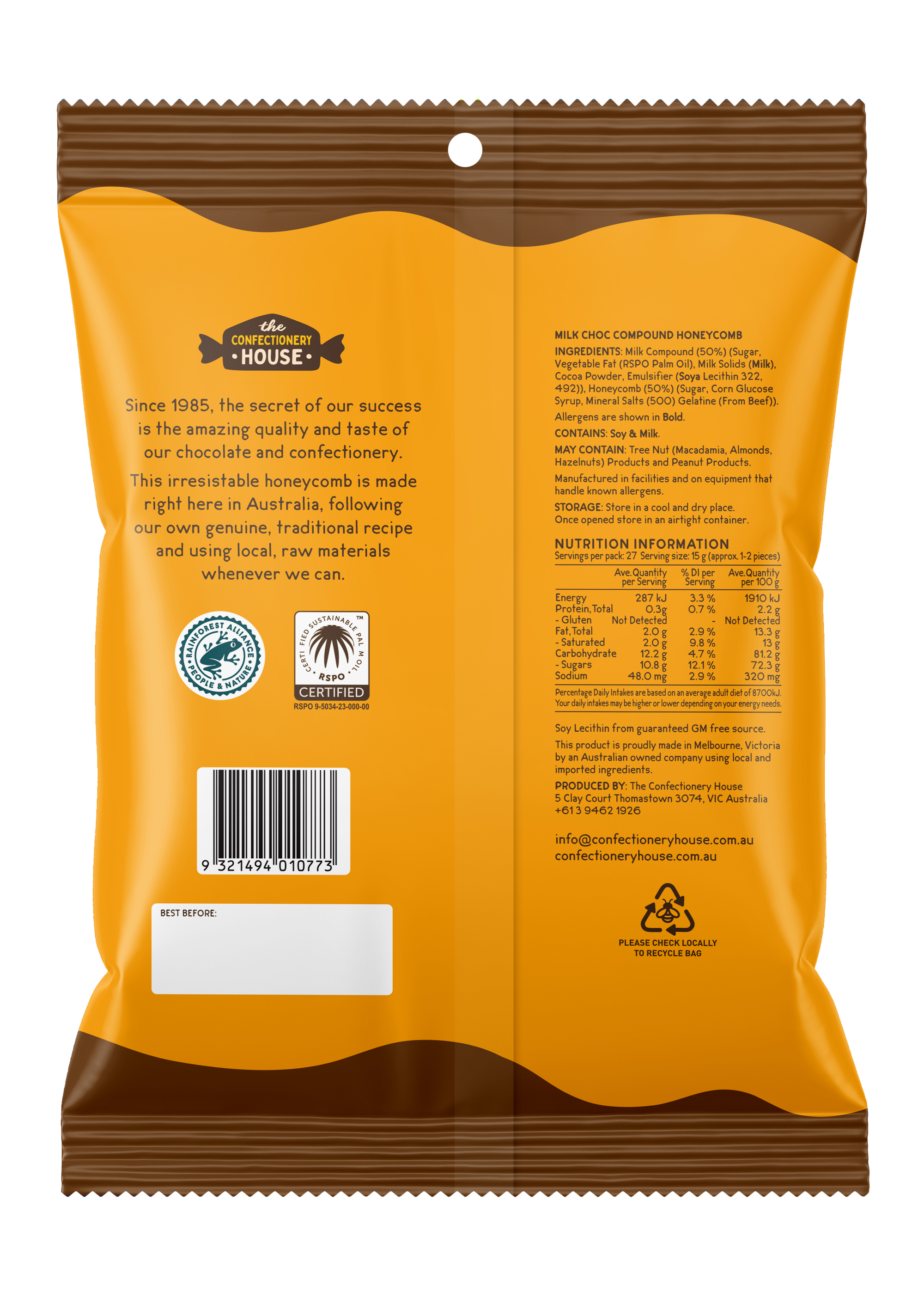 Milk Choc Honeycomb | The Confectionery House