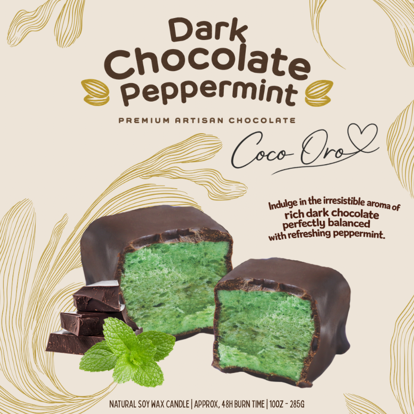 Coco Oro | Dark Chocolate Peppermint Signature Candle 