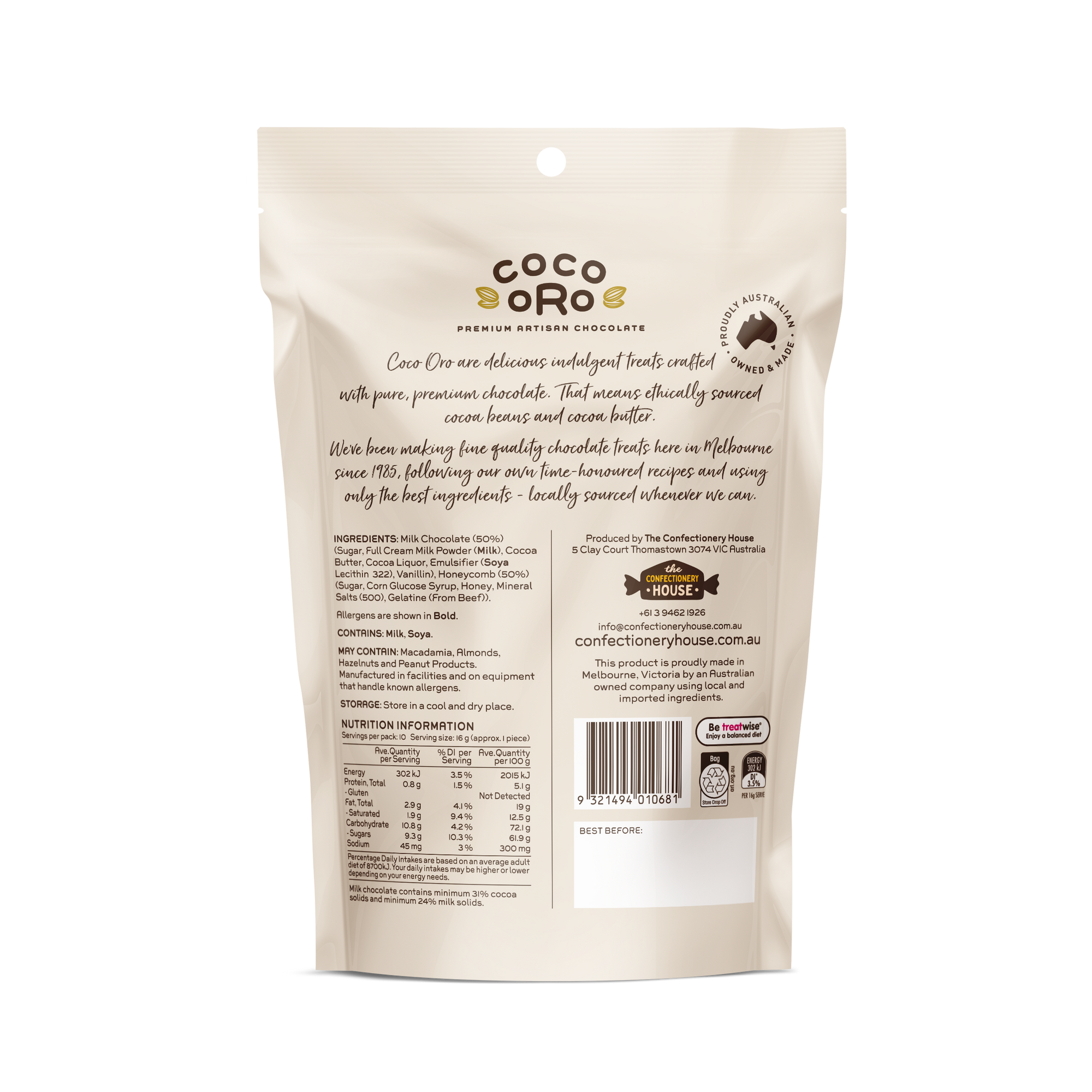 Milk Chocolate Traditional Honeycomb | Coco Oro