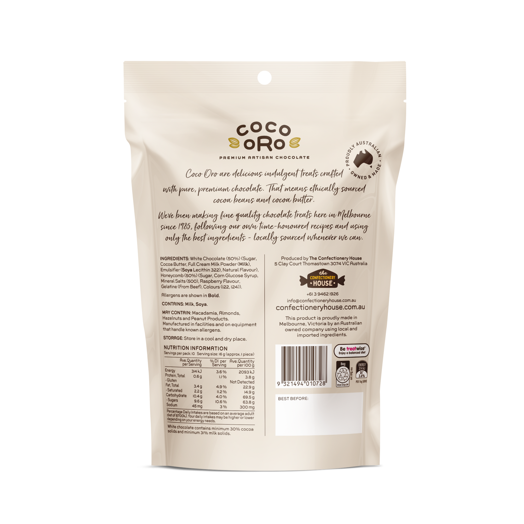 White Chocolate Raspberry Honeycomb | Coco Oro