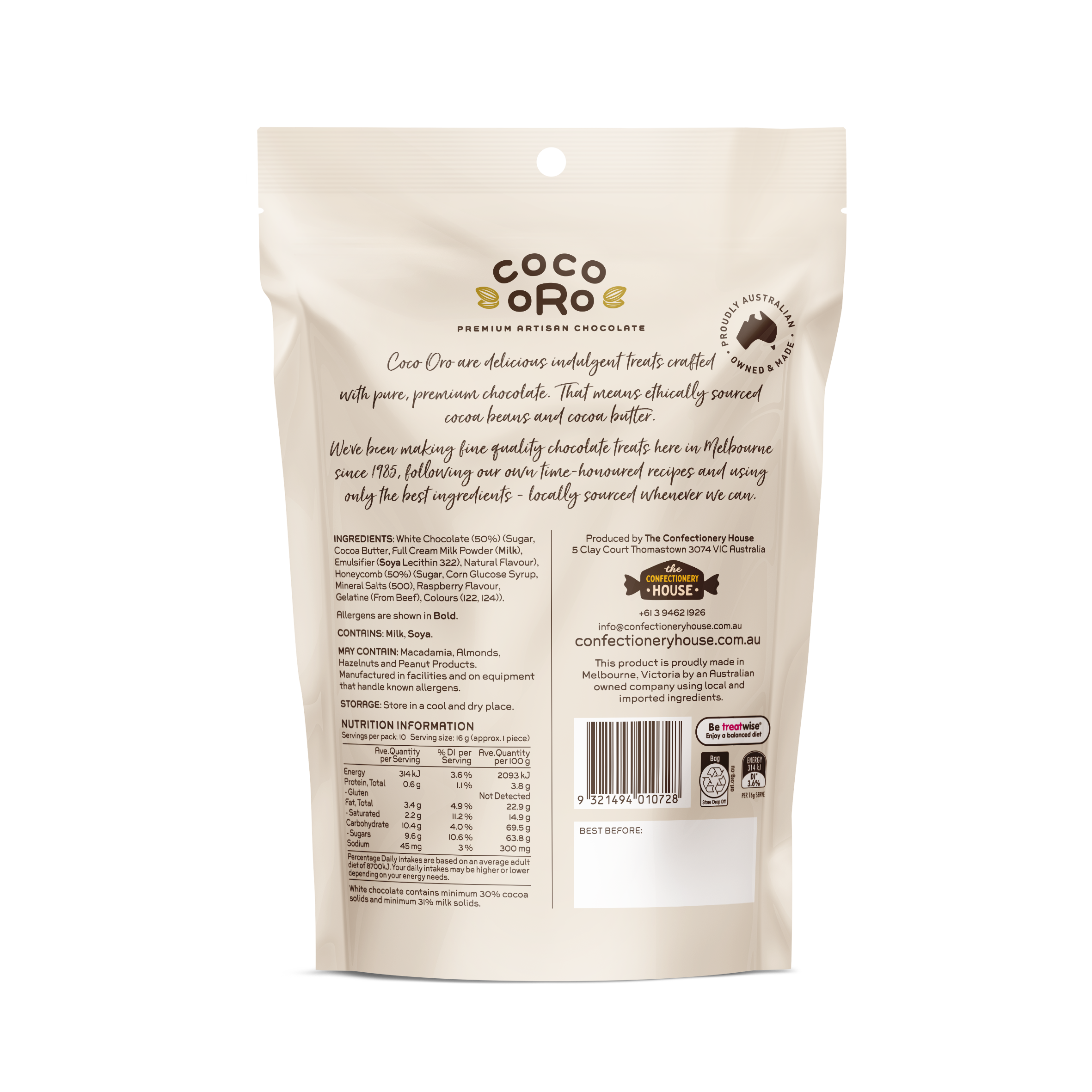 White Chocolate Raspberry Honeycomb | Coco Oro